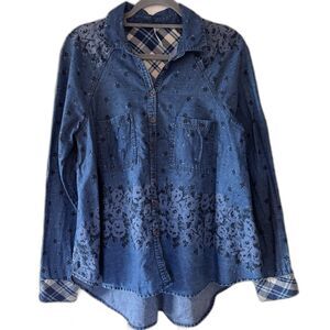 Free People Dottie Over You Button Up Shirt Size S